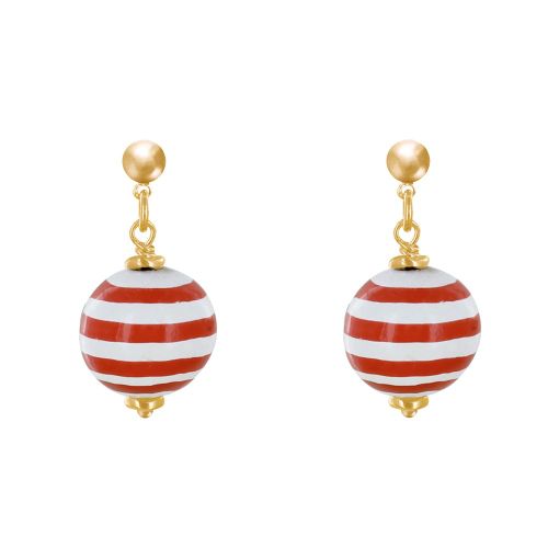 Boucles d'Oreilles Clous Métal Doré Perles en Bois Marinière - LES POULETTES BIJOUX - Modalova