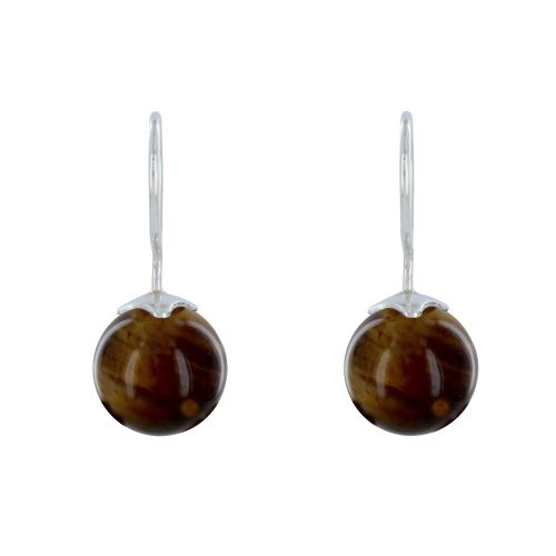 Boucles d'Oreilles Argent 925 Billes Oeil de Tigre - LES POULETTES BIJOUX - Modalova