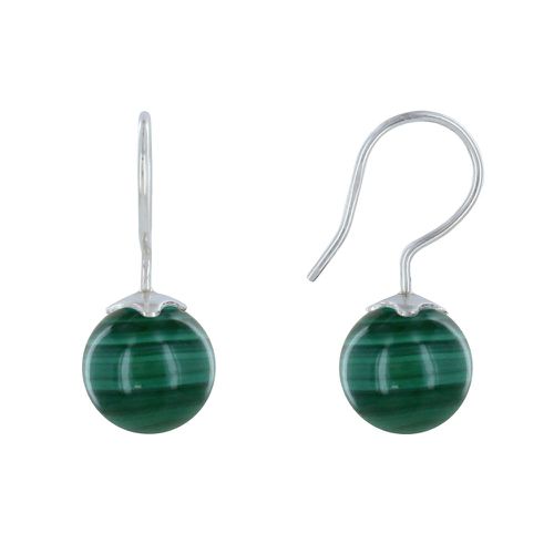 Boucles d'Oreilles Argent Billes de Malachite - LES POULETTES BIJOUX - Modalova