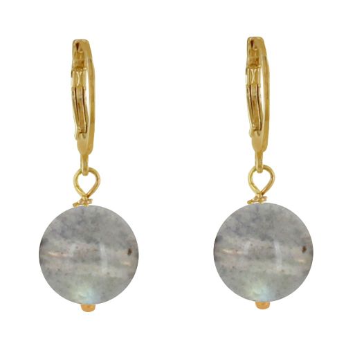 Boucles d'Oreilles Mini Créoles Plaqué Or et Perle de Labrado - LES POULETTES BIJOUX - Modalova