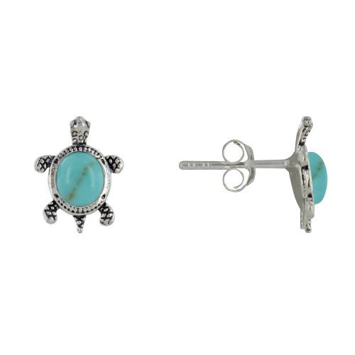 Boucles d'Oreilles Argent 925 Tortue des Galapagos et Cabochon en - LES POULETTES BIJOUX - Modalova