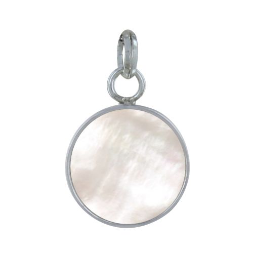 Pendentif Argent 925 Rond Lisse de Nacre - LES POULETTES BIJOUX - Modalova