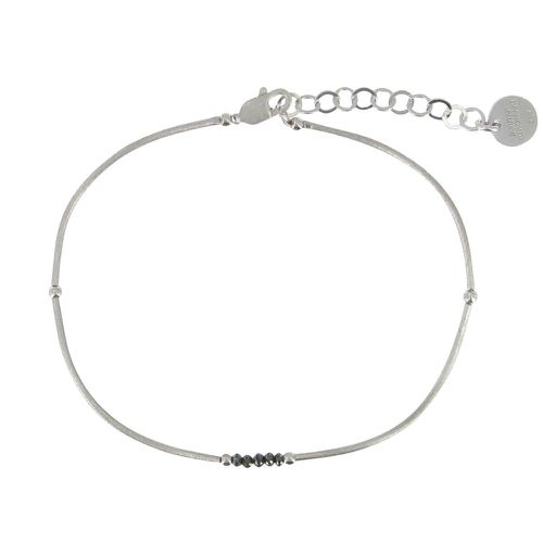 Bracelet Argent 5 Diamants Noirs - LES POULETTES BIJOUX - Modalova