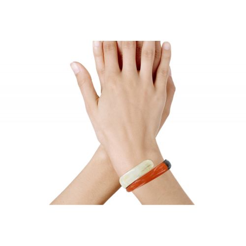 V Bracelet en Corne Couleur Ivoire et Résine - LES POULETTES BIJOUX - Modalova