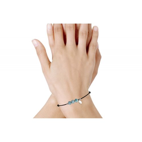 Bracelet Lien Noir 3 Perles de Larimar - LES POULETTES BIJOUX - Modalova