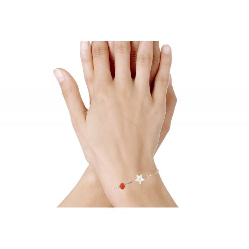 Bracelet Argent Etoile de Nacre et Perle Corail - LES POULETTES BIJOUX - Modalova