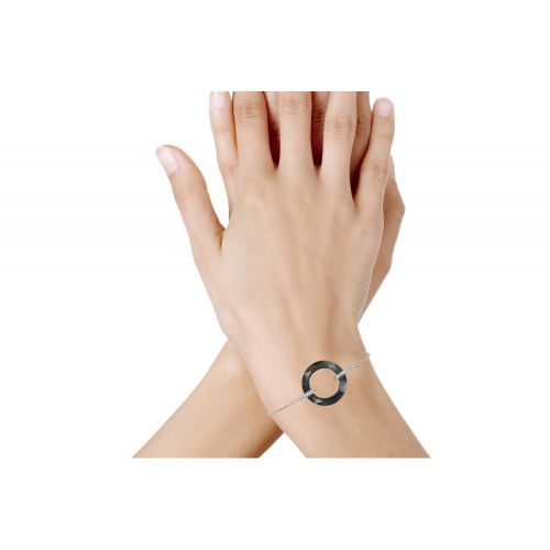 Bracelet Argent Cercle de Céramique Facetté - LES POULETTES BIJOUX - Modalova