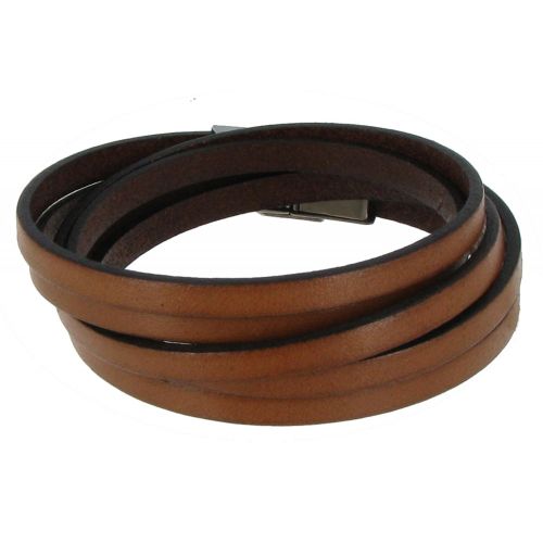 Bracelet Cuir et Fermoir Acier Inoxydable - Classics - Marron - LES POULETTES BIJOUX - Modalova