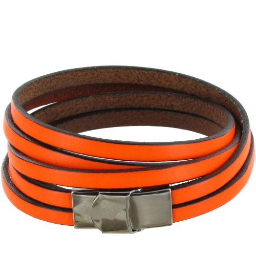 Bracelet Cuir Fluo et Fermoir Acier Inoxydable - Classics - O - LES POULETTES BIJOUX - Modalova