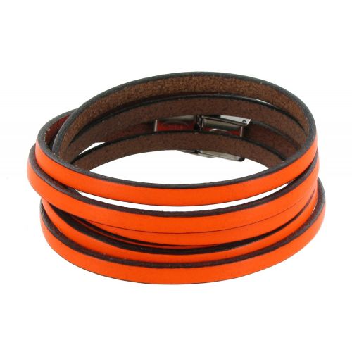 Bracelet Cuir Fluo et Fermoir Acier Inoxydable - Classics - O - LES POULETTES BIJOUX - Modalova
