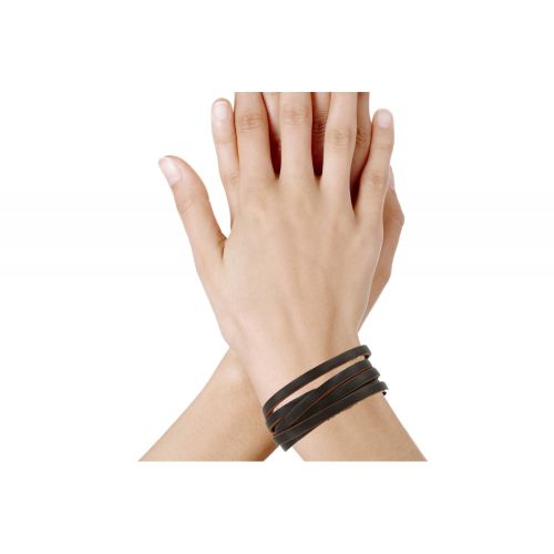 Bracelet Cuir Bicolore Marron et Fermoir Acier Inoxyda - LES POULETTES BIJOUX - Modalova