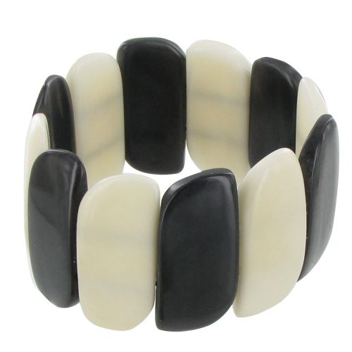 Bracelet Elastique Tagua et Blanche - LES POULETTES BIJOUX - Modalova