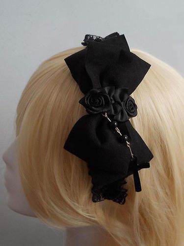 Accessoires pour cheveux synthtiques Lolita Bow dentelle noire fleur Dguisements Halloween - Milanoo FR - Modalova