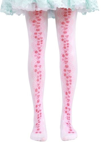Sweet Lolita chaussettes rose Lolita imprim Floral Jersey Dguisements Halloween - Milanoo FR - Modalova