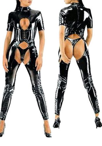 Dguisements Halloween Catsuit Sexy Dcoupez Costume Gimp Body Noir En PVC Noir - Milanoo FR - Modalova