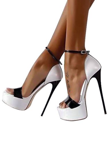 Chaussures s 2022 Blanc Sexy Bout Ouvert Plateforme Talon Haut Sangle de Cheville Sandales Talon Haut - Milanoo FR - Modalova