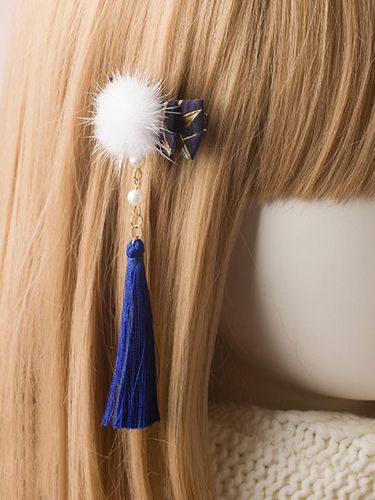 Pingle cheveux Sweet Lolita Pom Pom Pearl Tassel Bow Accessoire de cheveux Lolita Bleu Dguisements Halloween - Milanoo - Modalova