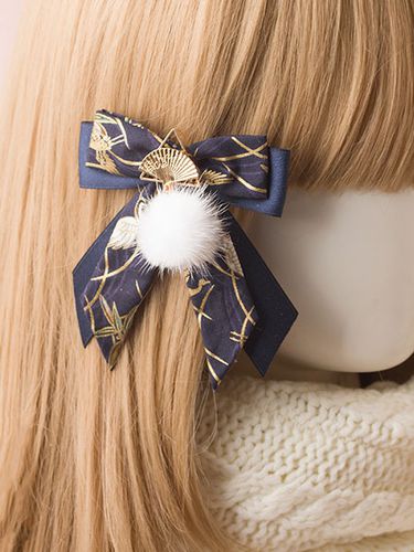 Pince cheveux Kimono Lolita Epingle cheveux Pol Pom Bow Fan Lolita bleue Dguisements Halloween - Milanoo - Modalova