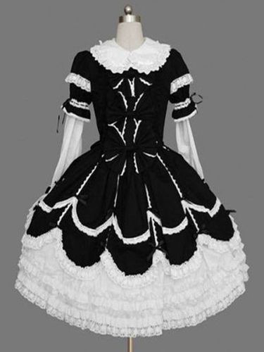 Gothic Lolita robe manches longues Casual Noir Coton Blend Lolita Robe Dguisements Halloween - Milanoo - Modalova