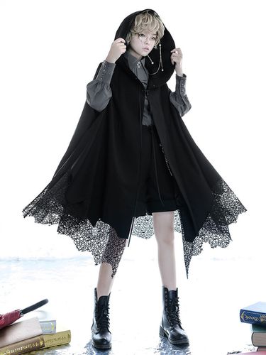 Poncho gothique Lolita en polyester noir Poncho d'hiver Lolita Cape Outwears - Milanoo FR - Modalova