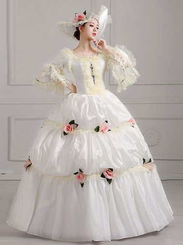 Me sicle Costumes rtro blanc brod Marie Antoinette Polyester couvre-chef ensemble de costumes - Milanoo - Modalova