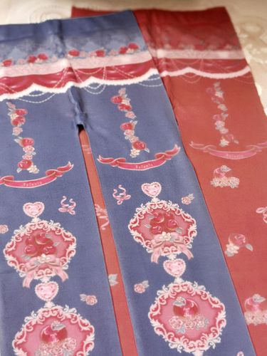 Chaussettes Lolita classiques Infanta Spandex bleu profond imprim floral Accessoires Lolita - Milanoo FR - Modalova