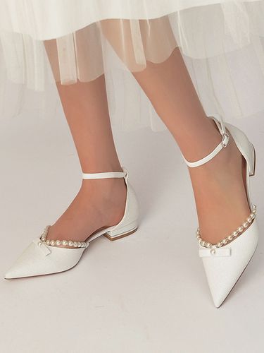Chaussures de mariages perles tissu paillet bout pointu chaussures de marie plates - Milanoo - Modalova