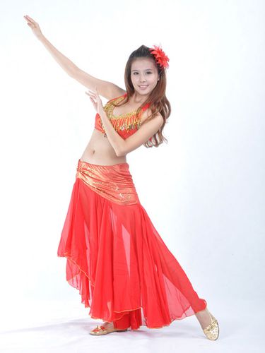 Tenue de danseuse orientale pour femme, rouge
