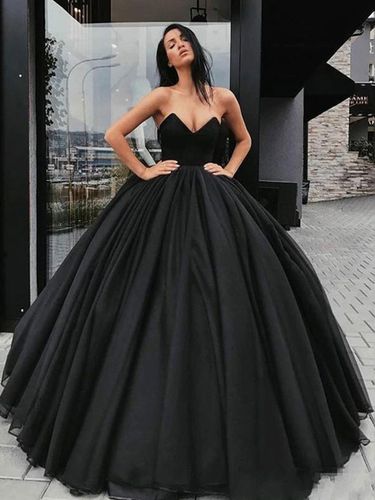 Robe de marie noir en organza bustier dcollet trane robe de mariage - Milanoo - Modalova
