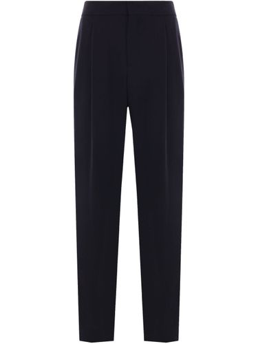 Pleated Trousers In Wool Crêpe - Giorgio Armani - Modalova