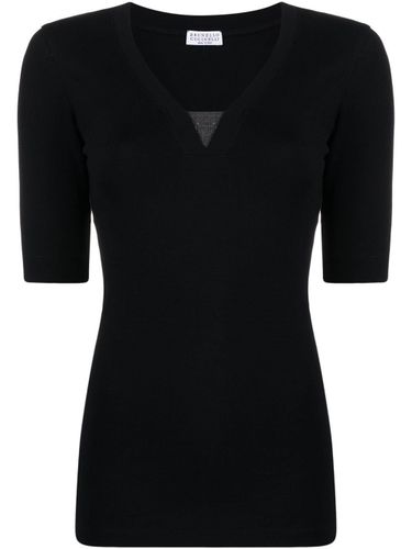 Cotton V-Necked Top - Brunello Cucinelli - Modalova