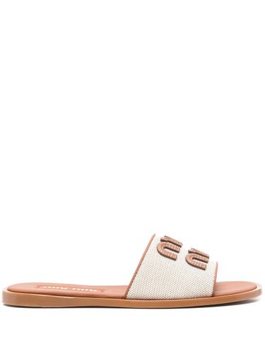 Miu Miu Logo Flat Sandals - Miu Miu - Modalova