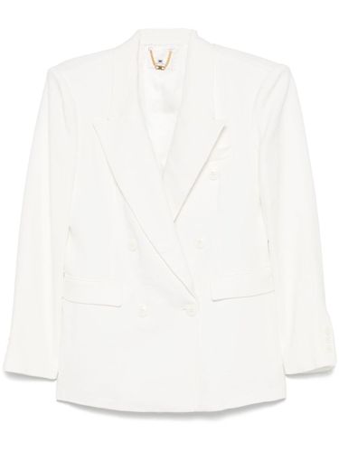 Linen Blend Double-Breasted Jacket - Elisabetta Franchi - Modalova