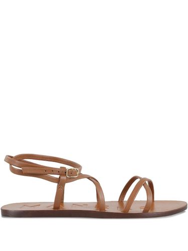 MANEBI Leather Flat Sandals - MANEBI - Modalova