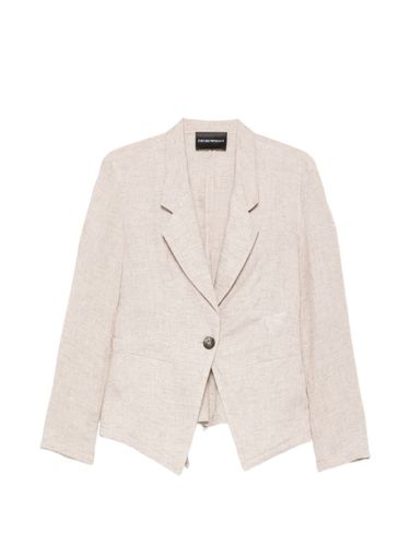 Linen Single-Breasted Jacket - Emporio Armani - Modalova