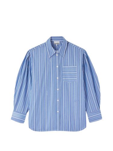GANNI Striped Organic Cotton Shirt - GANNI - Modalova