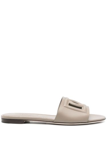 Dg Logo Leather Flat Sandals - Dolce & Gabbana - Modalova