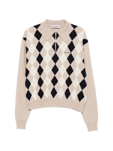 Miu Miu Logo Cashmere Polo Shirt - Miu Miu - Modalova