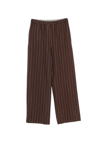 Wool Striped Wide-Leg Trousers - Alysi - Modalova