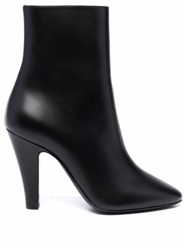 Leather Heel Ankle Boots - Saint Laurent - Modalova