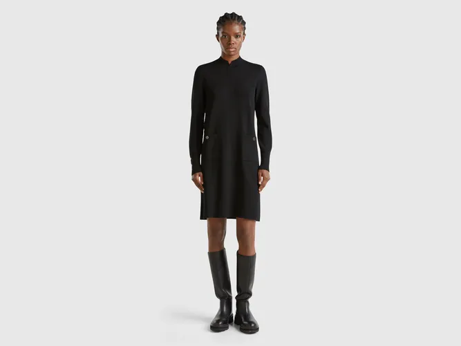 Benetton, Robe À Col Montant En Maille, taille L, Noir - United Colors of Benetton - Modalova