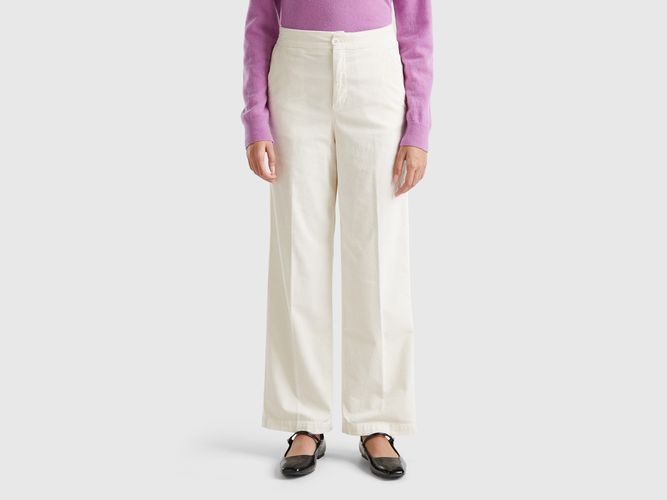 Benetton, Pantalon Ample En Velours, taille, Crème - United Colors of Benetton - Modalova