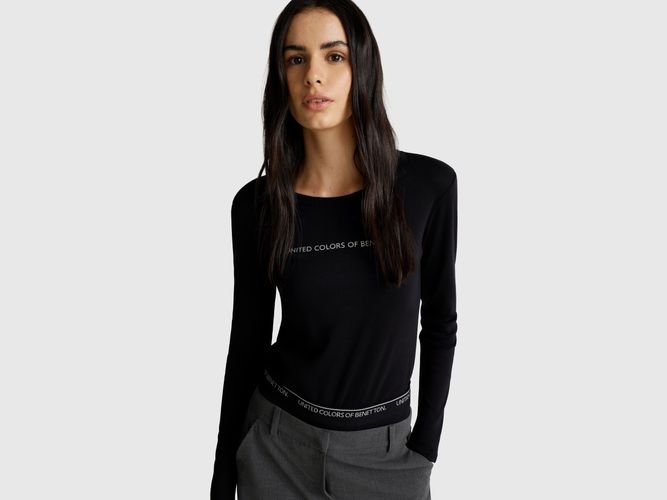 Benetton, T-shirt À Manches Longues 100 % Coton, Taille: L, Noir - United Colors of Benetton - Modalova