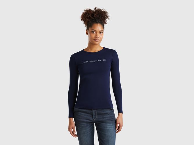 Benetton, T-shirt Bleu Foncé À Manches Longues 100 % Coton, taille L, Bleu Foncé - United Colors of Benetton - Modalova