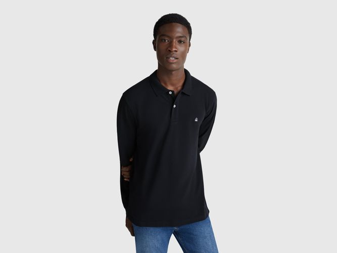 Benetton, Polo En Coton À Manches Longues, Taille: XXL, Noir - United Colors of Benetton - Modalova