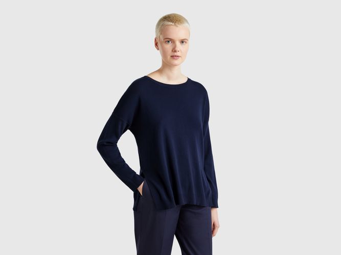 Benetton, Pull Over-fit En Coton, taille L, Bleu Foncé - United Colors of Benetton - Modalova