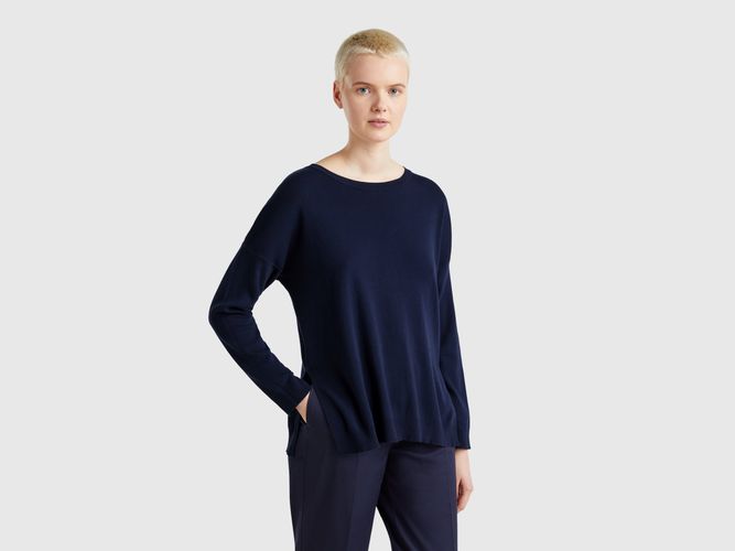 Benetton, Pull Over-fit En Coton, taille M, Bleu Foncé - United Colors of Benetton - Modalova