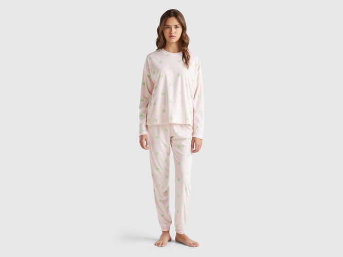 Benetton, Pyjama En Chenille Avec Caurs, taille L, Rose Pâle - United Colors of Benetton - Modalova