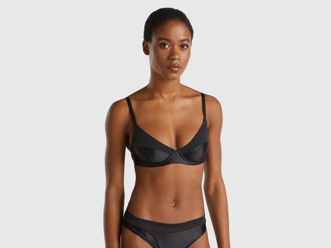 Benetton, Soutien-gorge À Balconnet En Tissu Satiné, taille, Noir - United Colors of Benetton - Modalova