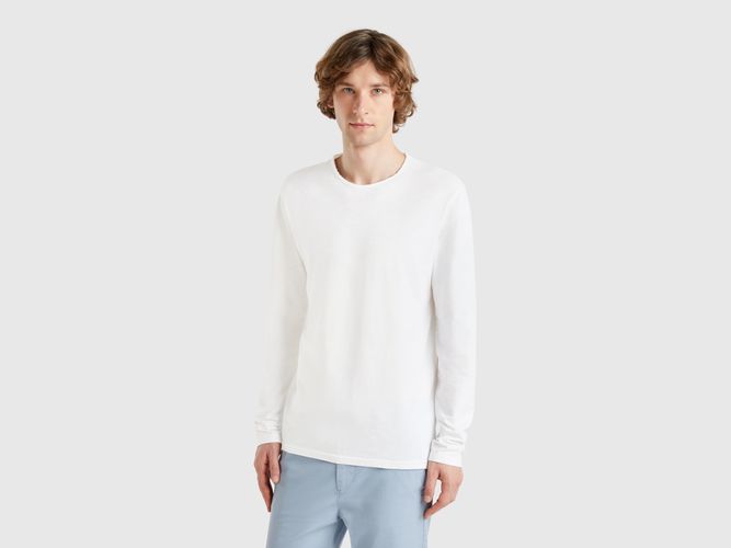Benetton, T-shirt À Manches Longues En 100% Coton, taille XXL, Blanc - United Colors of Benetton - Modalova